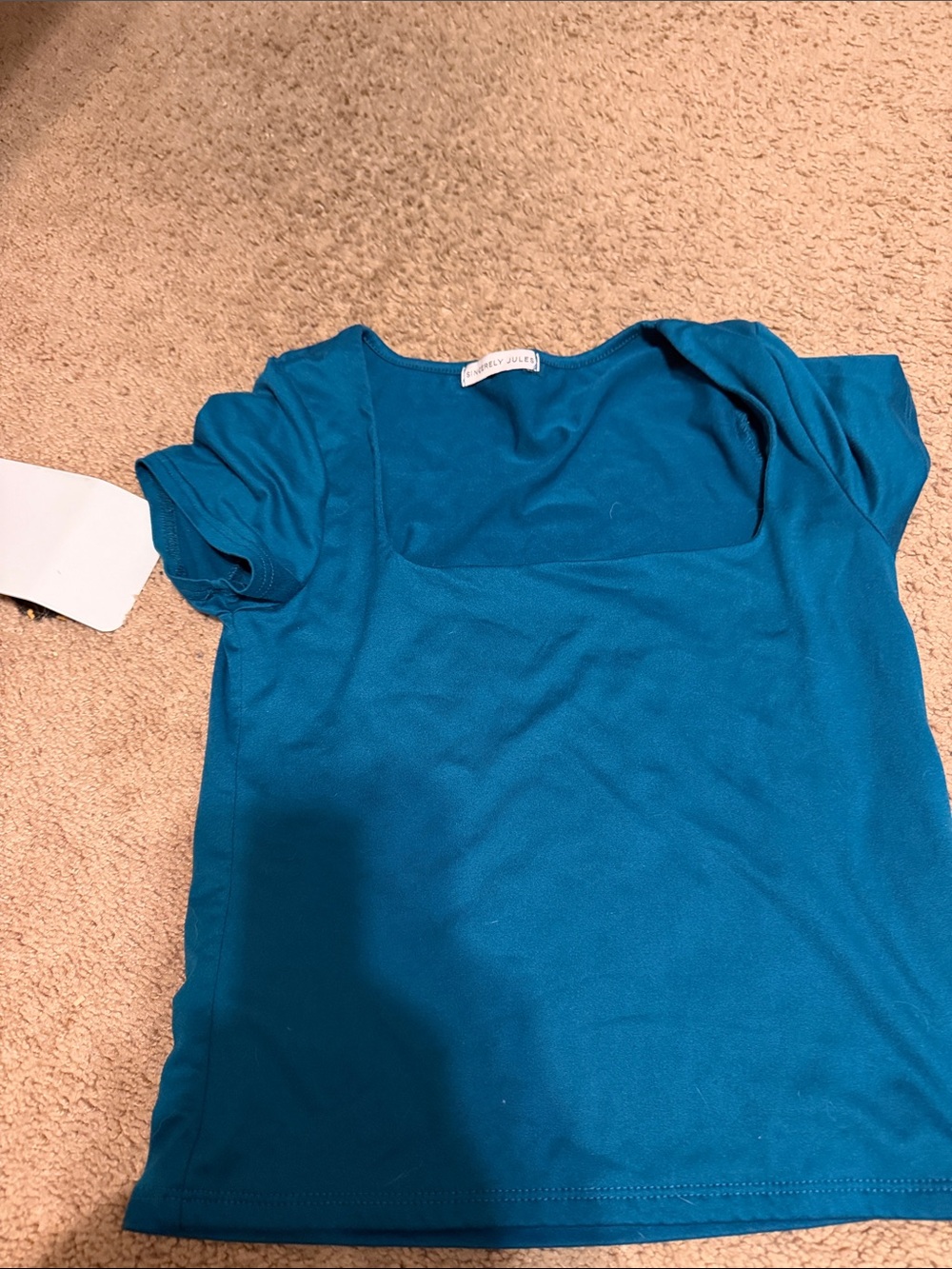 Worth Teal Short-Sleeve Scoop Neck Top